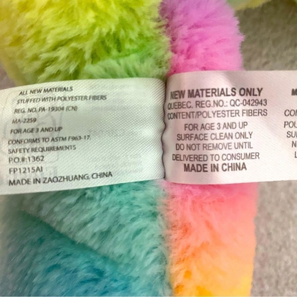 Fiesta Rainbow Sherbet Pastel Plush 21” Stuffed Animal SIX FLAG TEXAS Embroidery - Picture 6 of 7